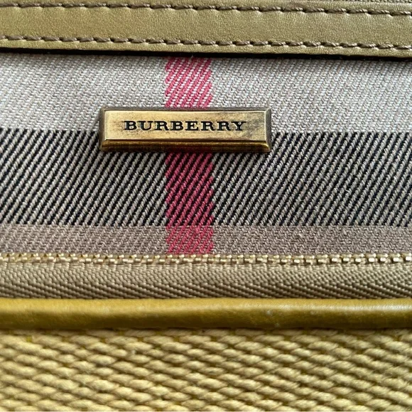 Burberry Beige and Yellow Canvas Checkered Women's Wristlet - Picture 2 of 5